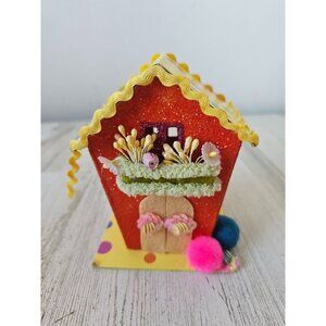 Katherine's collection Orange spring birdhouse glitter unique cardboard Easter